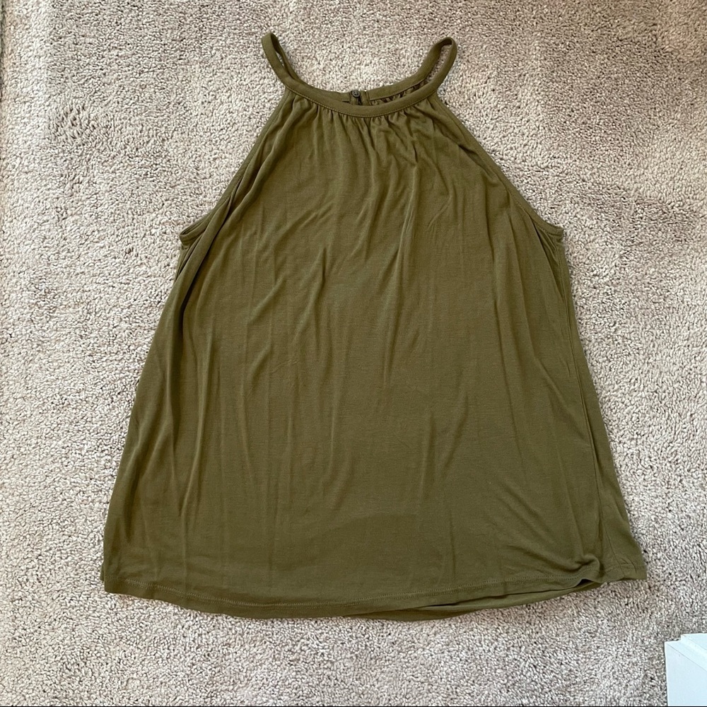 ANN TAYLOR LOFT Green High Neck Top